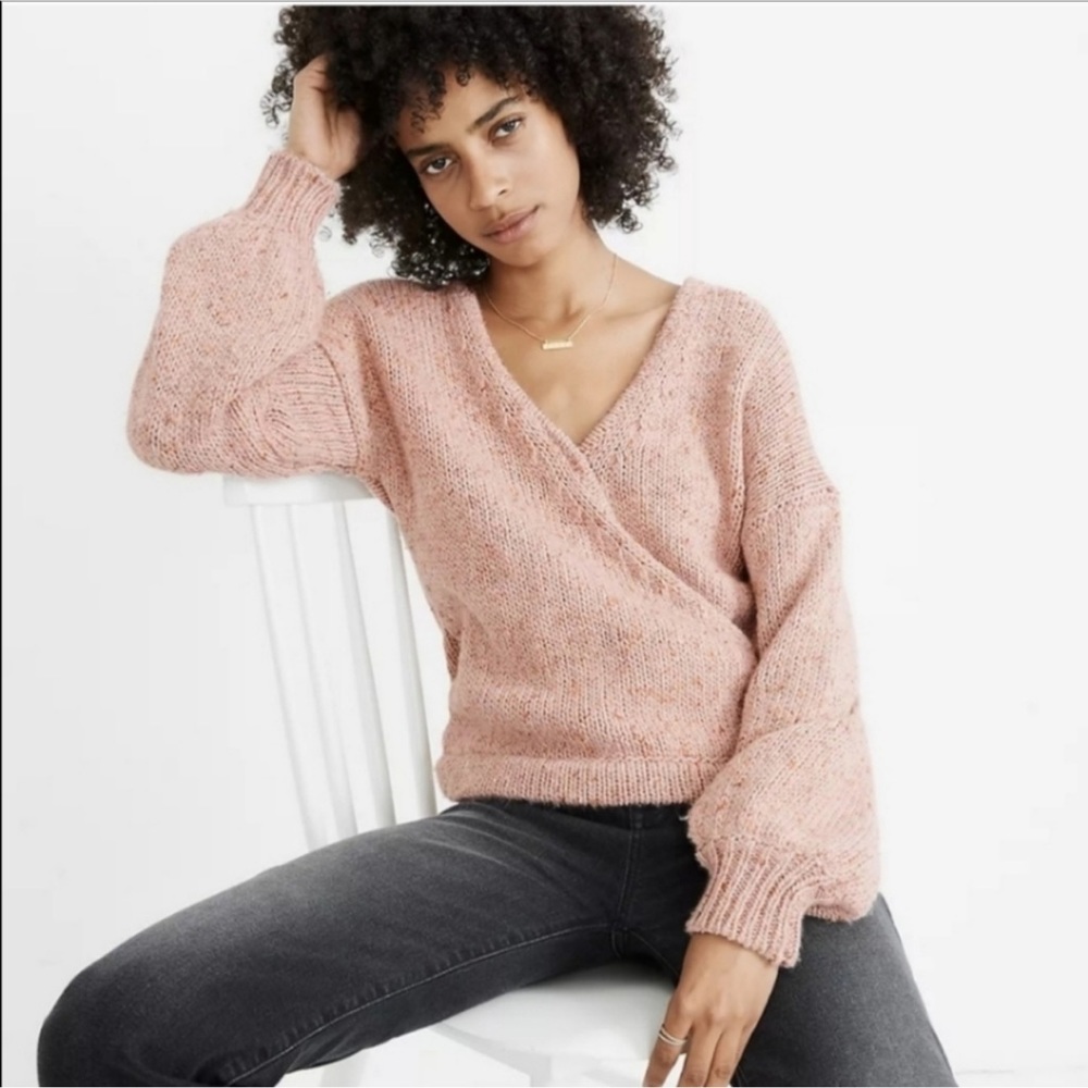 Madewell Blush Pink Beresford Chunky Wool Blend Knit Sweater